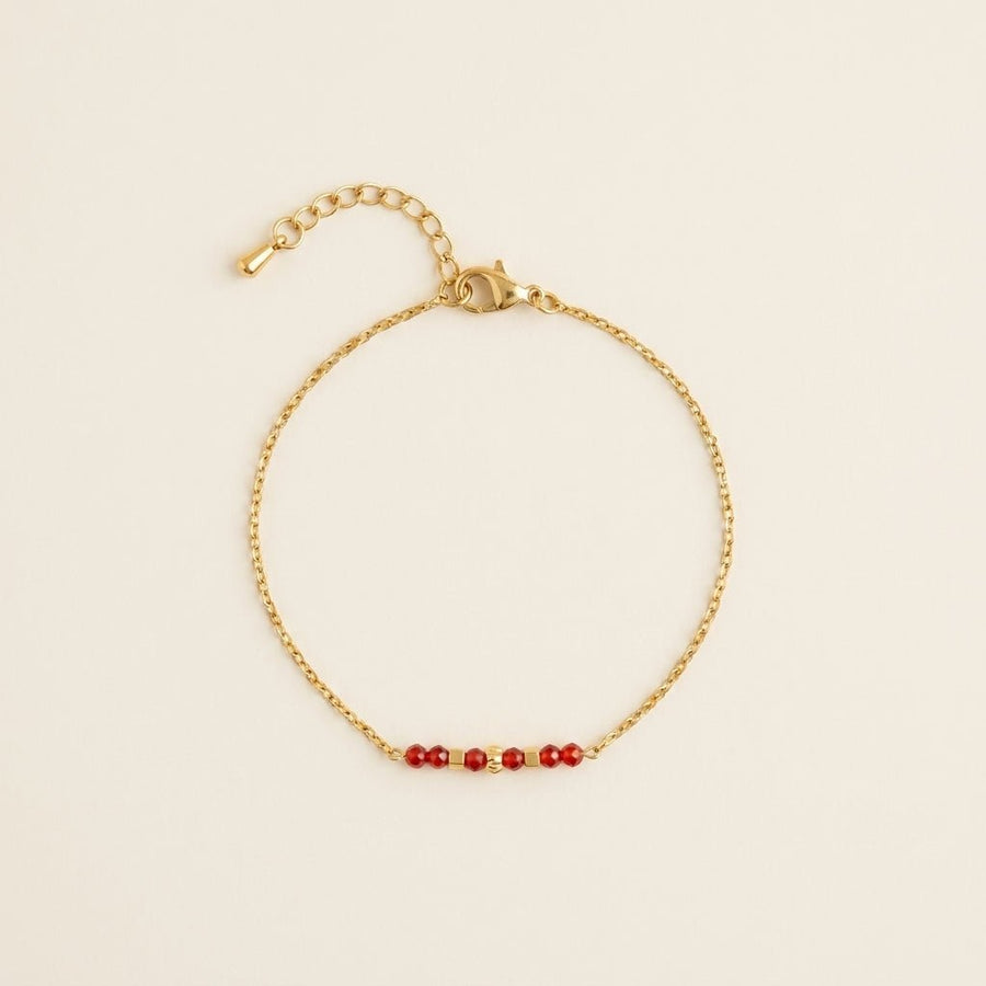 Bracelet Physalis fin en cornaline, acier inoxydable doré - Verika Bijoux