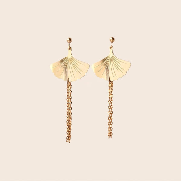Boucles d'oreilles Ginkgo Gravées