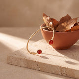 Bracelet jonc Noisette, pierre naturelle et acier inoxydable doré - Verika Bijoux