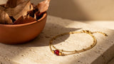 Bracelet Brindille double chaîne, pierre naturelle et acier inoxydable doré - Verika Bijoux