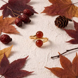 Bague Cannelle double réglable, pierre naturelle et acier inoxydable doré - Verika Bijoux