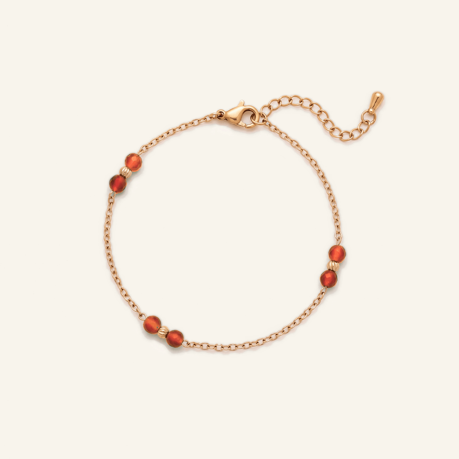 Bracelet Baies en agate rouge, acier inoxydable doré - Verika Bijoux