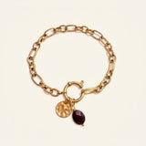 Bracelet Brune chaîne alternée en œil de taureau, acier inoxydable doré - Verika Bijoux