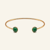 Bracelet jonc Noisette en agate verte, acier inoxydable doré - Verika Bijoux