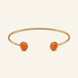 Bracelet jonc Noisette en cornaline, acier inoxydable doré - Verika Bijoux