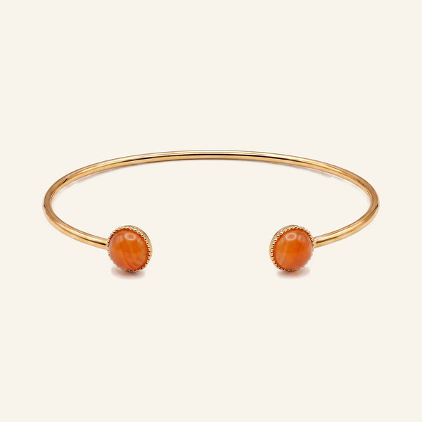 Bracelet jonc Noisette en cornaline, acier inoxydable doré - Verika Bijoux