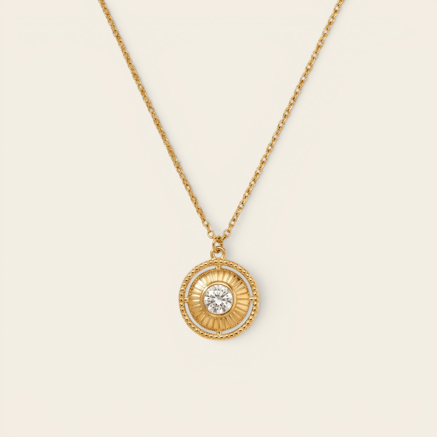 Collier Verika Bijoux Rose doré à médaillon soleil et cristal
