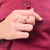 Bague Cannelle double réglable, pierre naturelle et acier inoxydable doré - Verika Bijoux