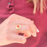Bague Octavia réglable, pierre naturelle et acier inoxydable doré - Verika Bijoux