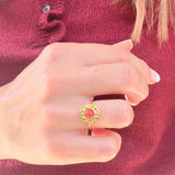 Bague Octavia réglable, pierre naturelle et acier inoxydable doré - Verika Bijoux