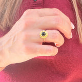 Bague Octavia réglable, pierre naturelle et acier inoxydable doré - Verika Bijoux