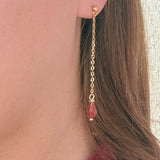 Boucles d'oreilles pendantes Aireille, pierre naturelle et acier inoxydable doré - Verika Bijoux